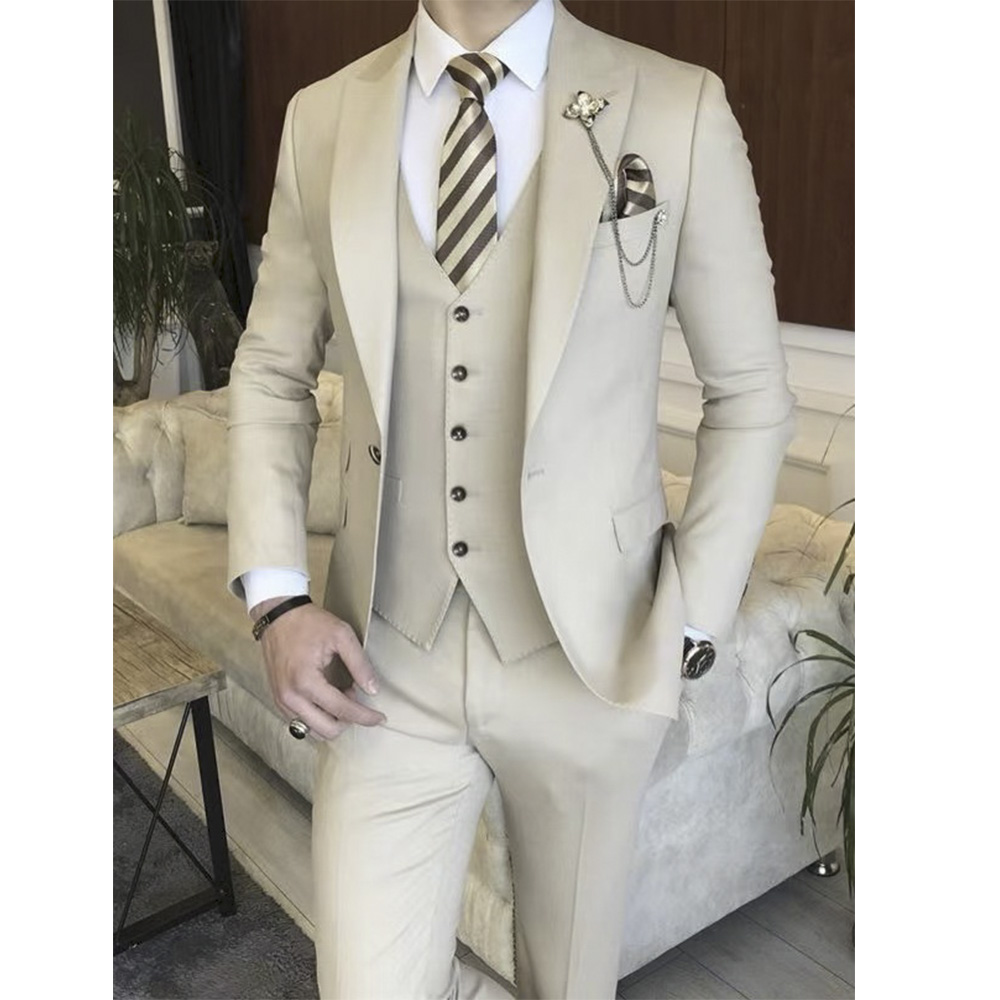 Beige Full Men Suit Set Weddin - Men'S Grooming Brands review and price